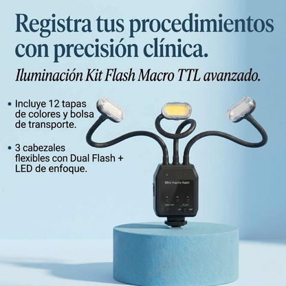 Flash Macro Dual con Dos Flashes y Luz Frontal – Compatible con Nikon, Sony y Canon | Fotografía Dental Profesional
