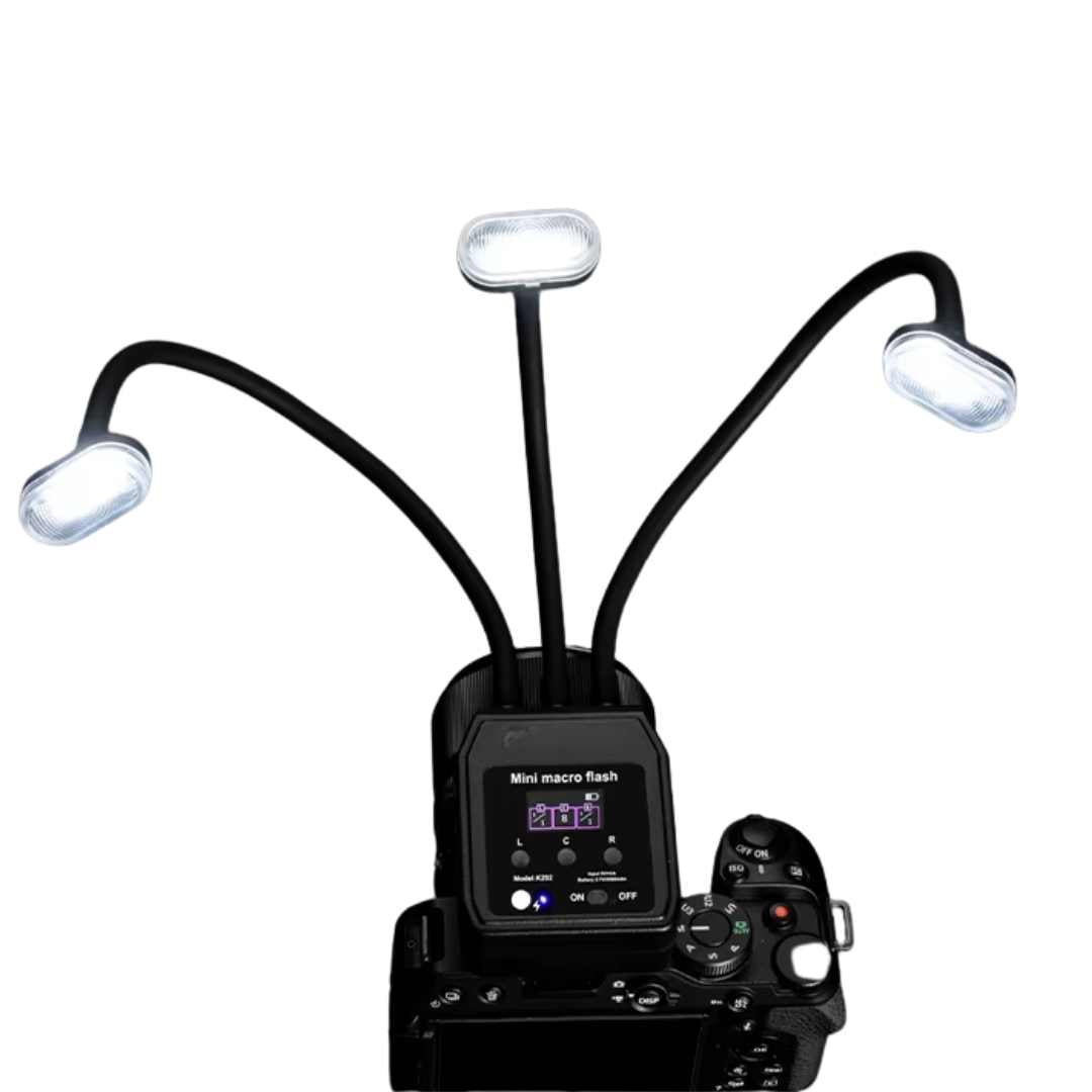 Flash Macro Dual con Dos Flashes y Luz Frontal – Compatible con Nikon, Sony y Canon | Fotografía Dental Profesional
