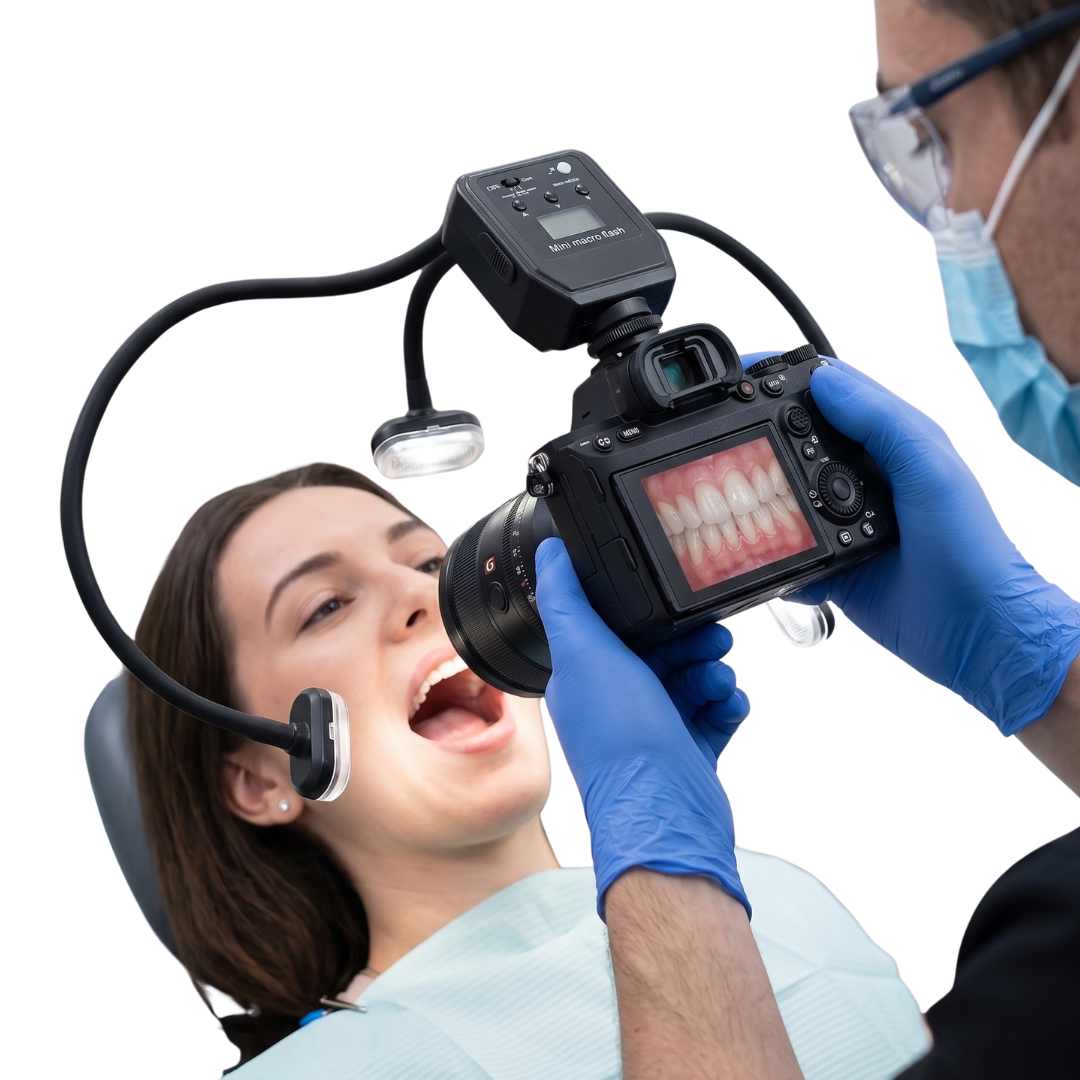 Flash Macro Dual con Dos Flashes y Luz Frontal – Compatible con Nikon, Sony y Canon | Fotografía Dental Profesional