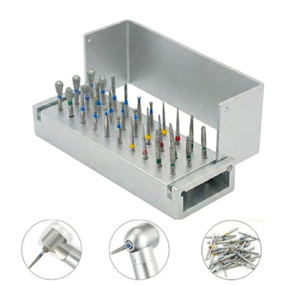 Freseros de Aluminio Autoclavable para 30 Fresas para Turbina de Alta Velocidad